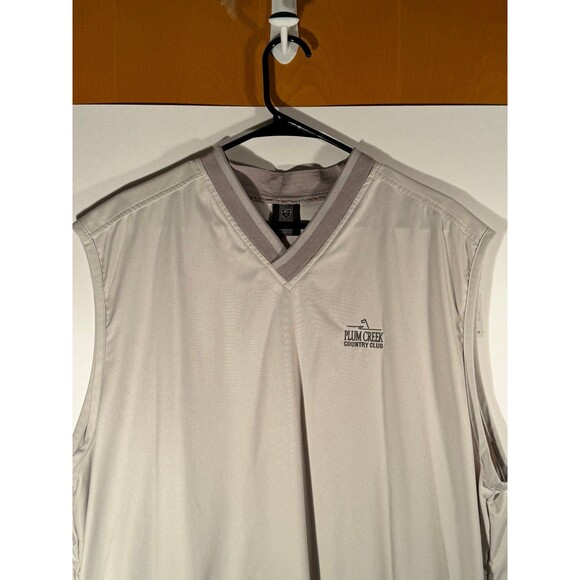 Nike Golf Vest Mens Beige V Neck Pullover Polyester Nylon Zip Pockets Size XL - Picture 2 of 9